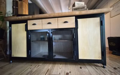 meuble sur mesure acier bois (Hêtre)